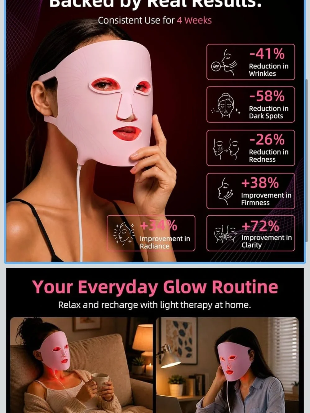 Light Therapy Face Mask for Women - Pink